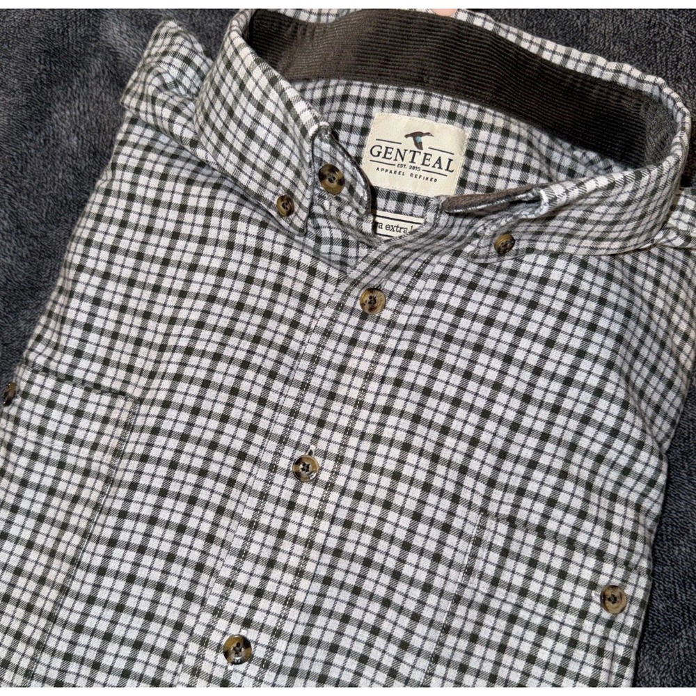 Genteal Men's Tan Brown Plaid Flannel Long Sleeve Button Down Shirt XXL Logo